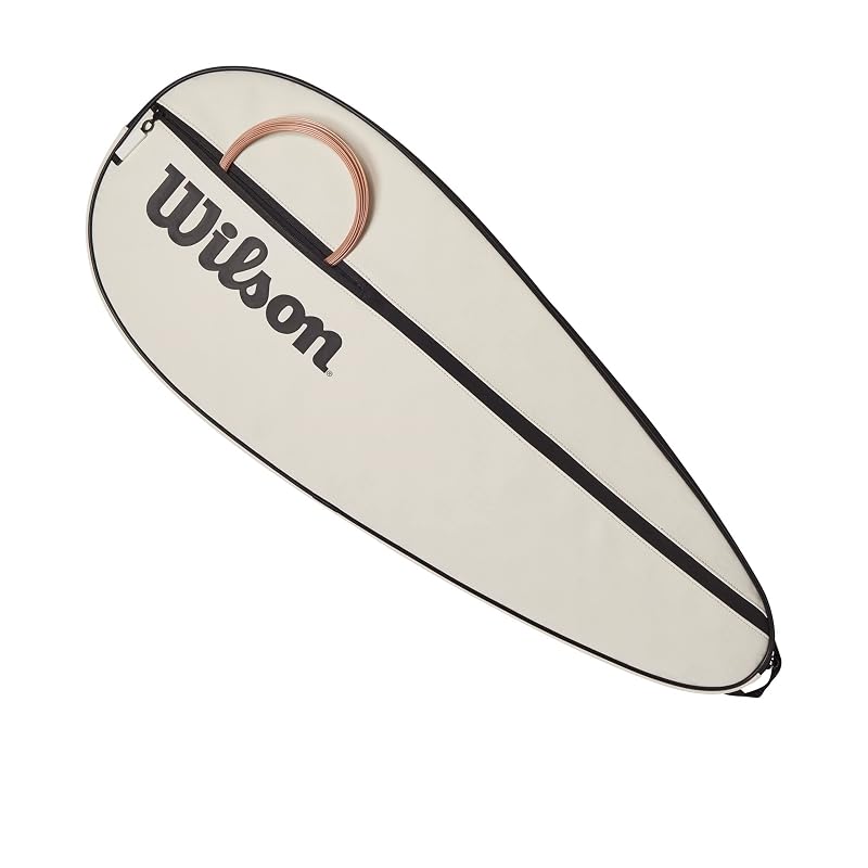 Premium Tennis Racket Cover - Holds 1 Racket, 100% PU, Cream