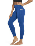 ODODOS Buttery Soft Lounge Yoga Leggings with Pockets for Women 7/8 Length 25" High Waist Yoga Pants, Royal Blue, Small