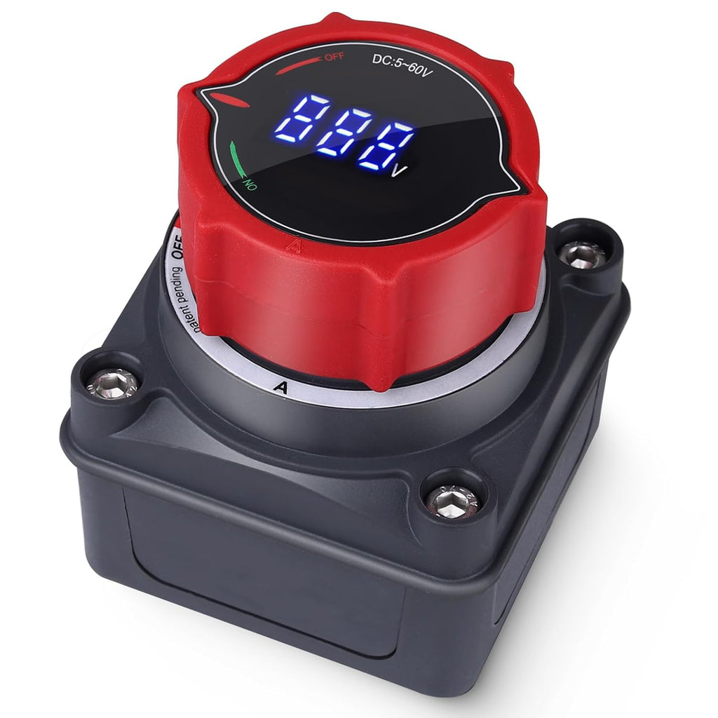 AWBLIN Battery Disconnect Switch - Upgrade Voltmeter Master Isolator for Marine, RV, Truck, and Car (DC 5-60V)