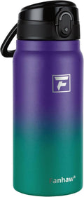 Fanhaw 20 Oz Insulated Stainless Steel Water Bottle - Leak-Proof Chug Lid | BPA-Free & Wide Mouth (Purple Green)