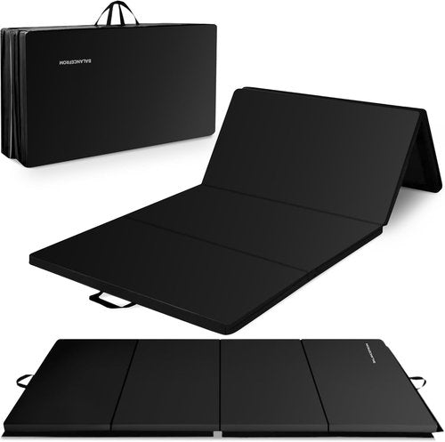BalanceFrom 10x4 Feet Folding Gymnastics Mat - 2-Inch Thick Vinyl Pad with Handles for Tumbling, Yoga & Home Workouts