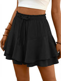 BETTE BOUTIK Flowy Shorts for Women Ruffle Skorts Cute Mini Skirts Country Concert Outfits Coastal Cowgirl Tennis Skort Black Medium