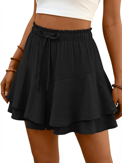 BETTE BOUTIK Flowy Shorts for Women Ruffle Skorts Cute Mini Skirts Country Concert Outfits Coastal Cowgirl Tennis Skort Black Medium