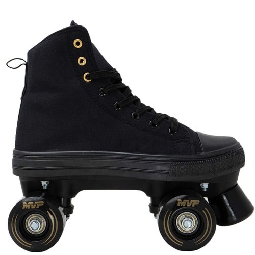 Lenexa MVP 2.0 Roller Skates for Kids and Adults | Roller Skate Shoes for Men and Women | Outdoor High-Top Sneaker Roller Shoes | Full Lace Up Ankle Support | Black (Ladies 4)