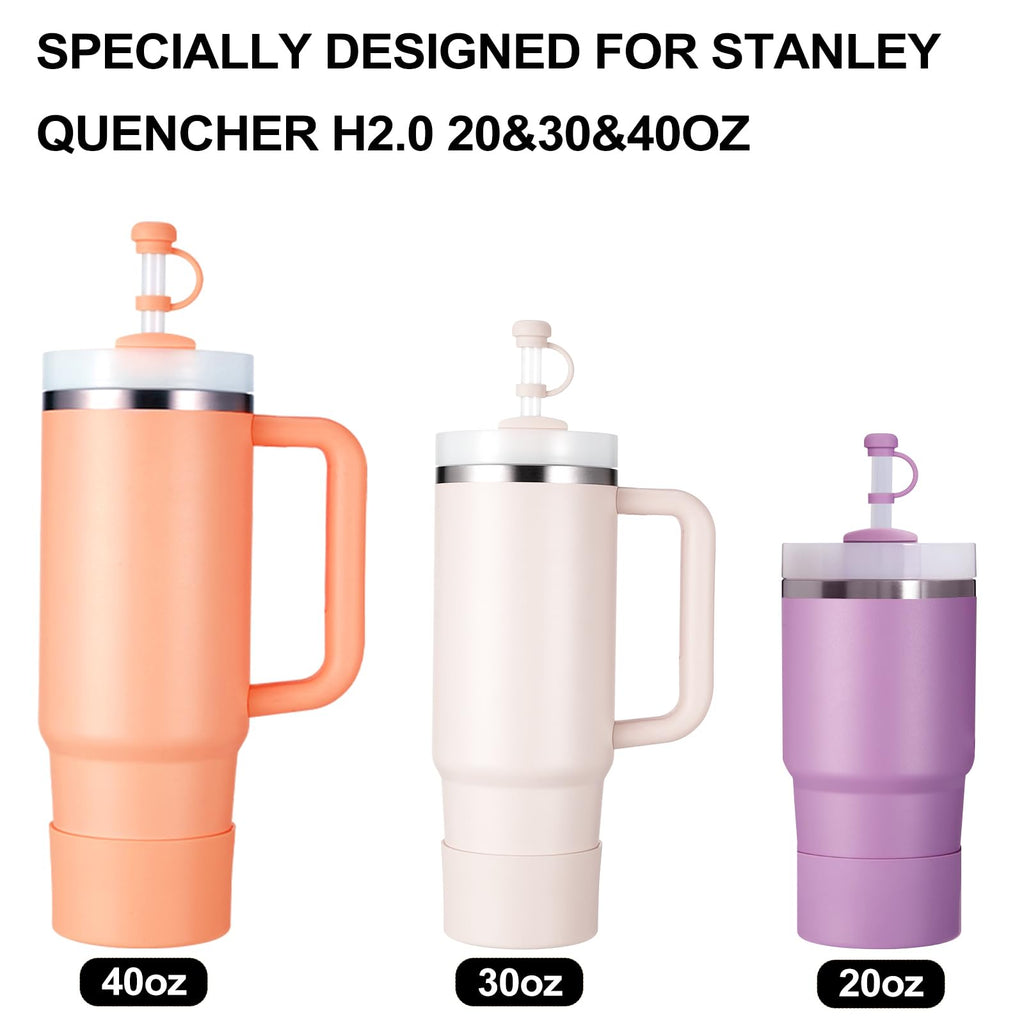 HYZ 8 Piece Accessories for Stanley Cup, Silicone Spill Proof Stopper Set and Protective Boot Including Straw Cover Cap for Stanley H2.0 20oz 30oz 40oz Tumbler, Nectarine