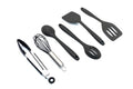 Mini Silicone Kitchen Utensils Set 6-Piece Black, Space-Saving Cooking Tools, Kid-Safe Cookware, Travel, Small Kitchen Utensil Set for Camping & RV