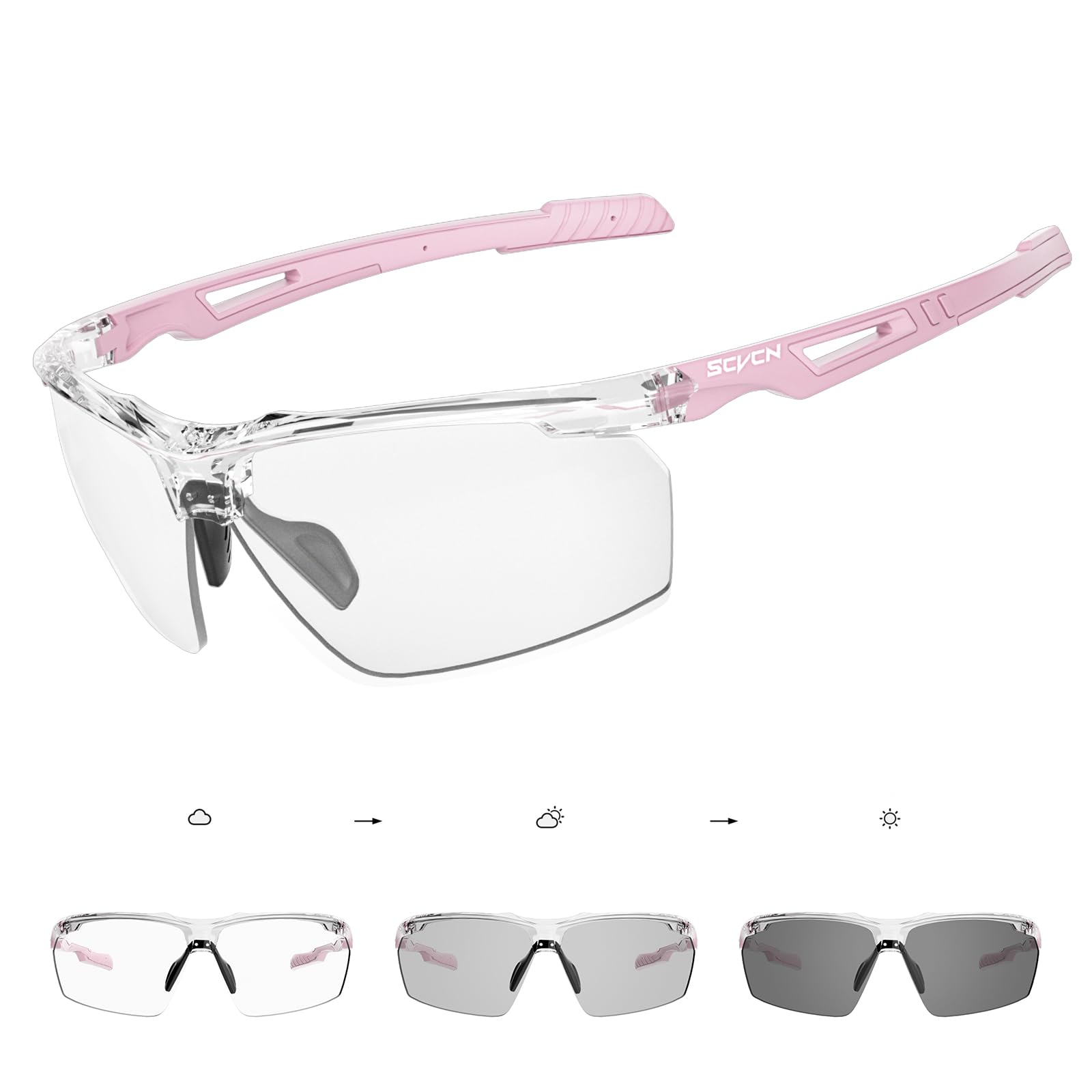 SCVCN Photochromic Sport Sunglasses Cycling Clear Glasses Men Women UV400 Protection MTB BMX Fishing Running Riding Golf Driving Bike Softball Baseball 11