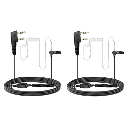 Retevis Acoustic Tube Walkie Talkie Earpiece with Mic, Coil, 2 Pin, for RT22 RT68 RT21 H777 RT27 RT86, Compatible with Pxton Baofeng BF-888S BF-T26 Kenwood Two-Way Radio, 2 Way Radio Earpiece(2 Pack)