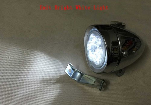 GOODKSSOP Bright 6 LED Metal Shell Front Light for Bicycle Headlight Retro Bike Head Lamp Classical Vintage Night Riding Safety Cycling Fog Light Headlamp with Bracket