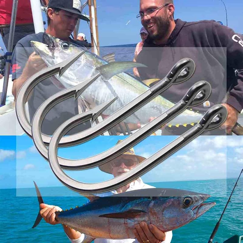Big Game Tuna Fishing Hooks 10pcs Extra Strong Stainless Steel Forged for Saltwater Tackle - 9/0 Variation