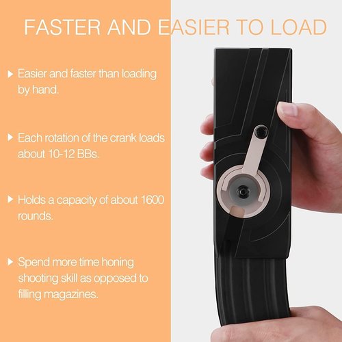 Ludex 1600 Airsoft Speed Loader - Large Capacity for 6mm BBs | Fast Hand Crank for M4/M16 Magazines
