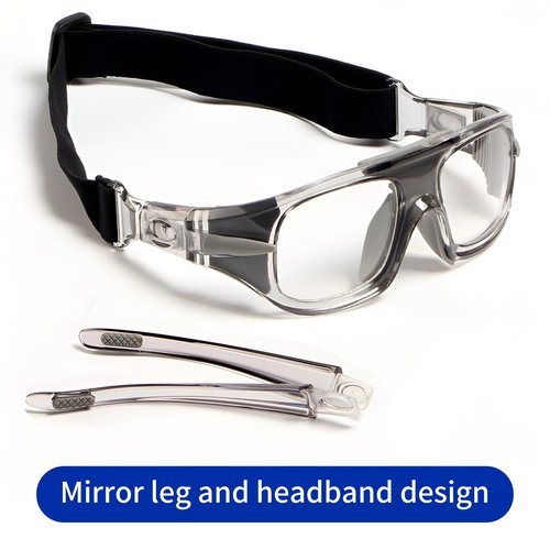 SooGree Sport Goggles Glasses Squash & Racquetball Goggles Basketball Glasses Adjustable Strap Resistant Impact (8043 Clear Frame White Pad)