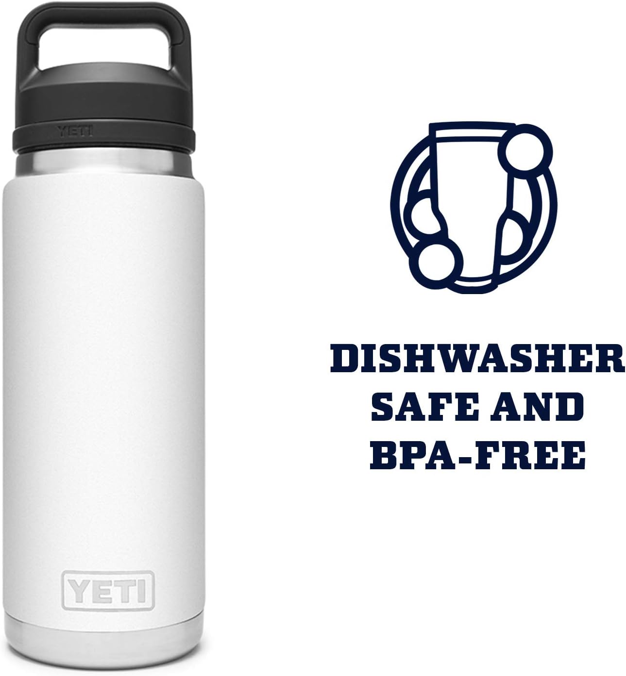 YETI Rambler 26 oz Bottle - Vacuum Insulated Stainless Steel with Chug Cap | White Finish