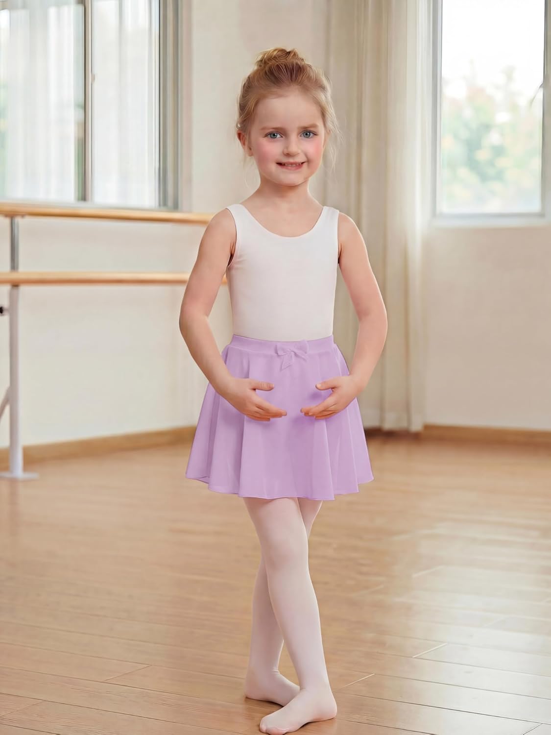 Stelle Girls Ballet Skirt - Chiffon Dance Skirt with Mesh Bowknot | Elastic Waist, Comfortable Fit