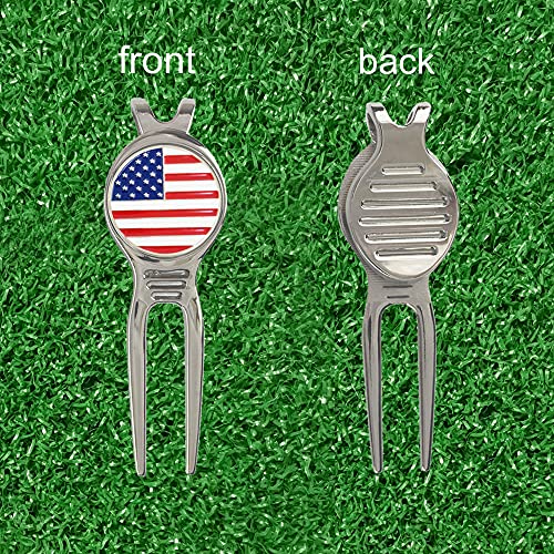 Golf Divot Repair Tool with 24.5mm Ball Marker - Silver
