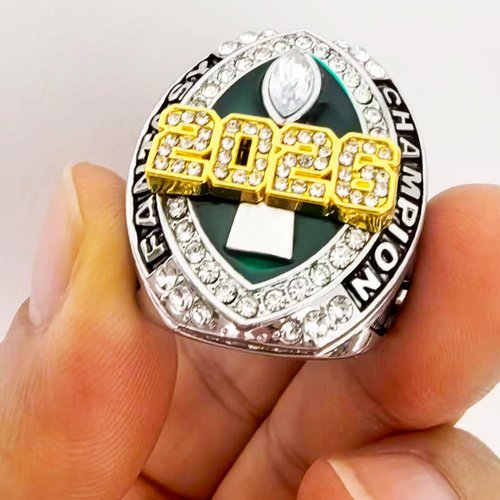 guancrown Fantasy Football Ring 2026 Award Prize Trophy Sports Winner MVP FFL Ring (Ring and Stand, Size 12)