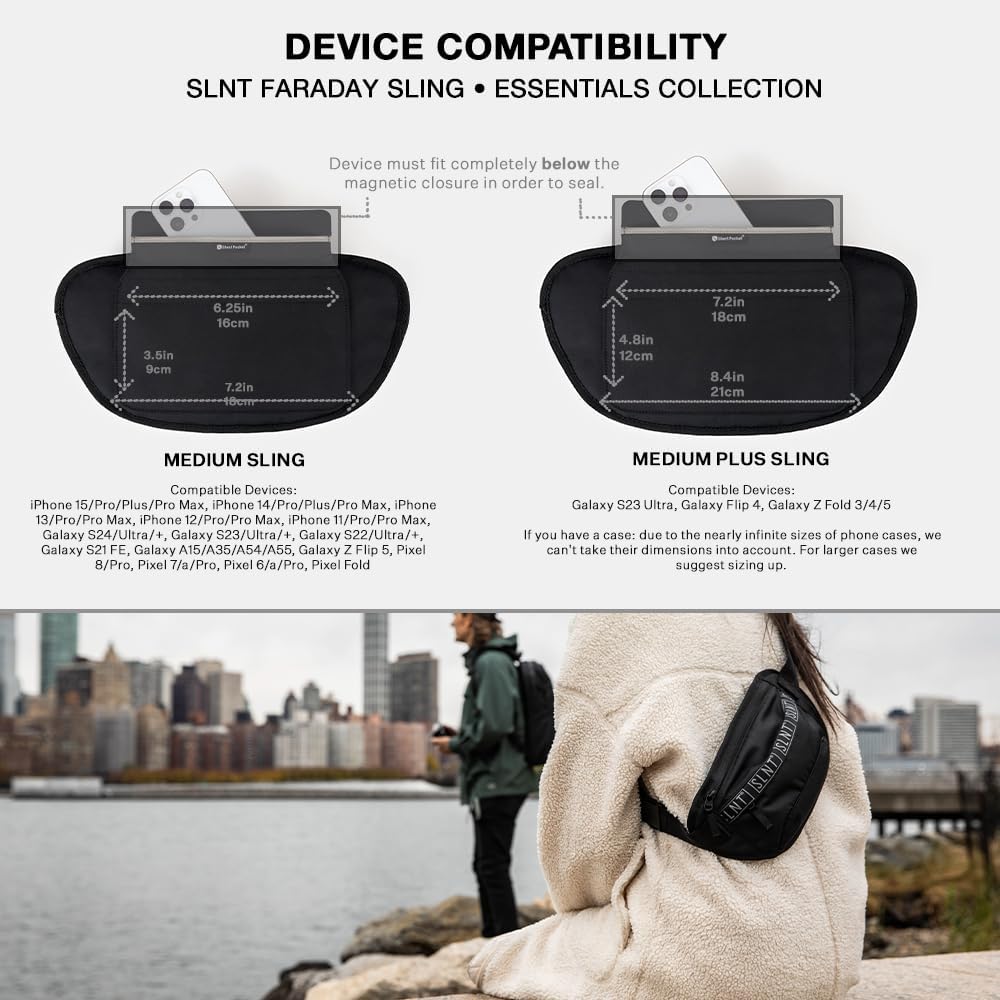SLNT Essentials Sling Bag - Signal Blocking Faraday Phone Sleeve & EMF-Reducing Pocket | Versatile Use