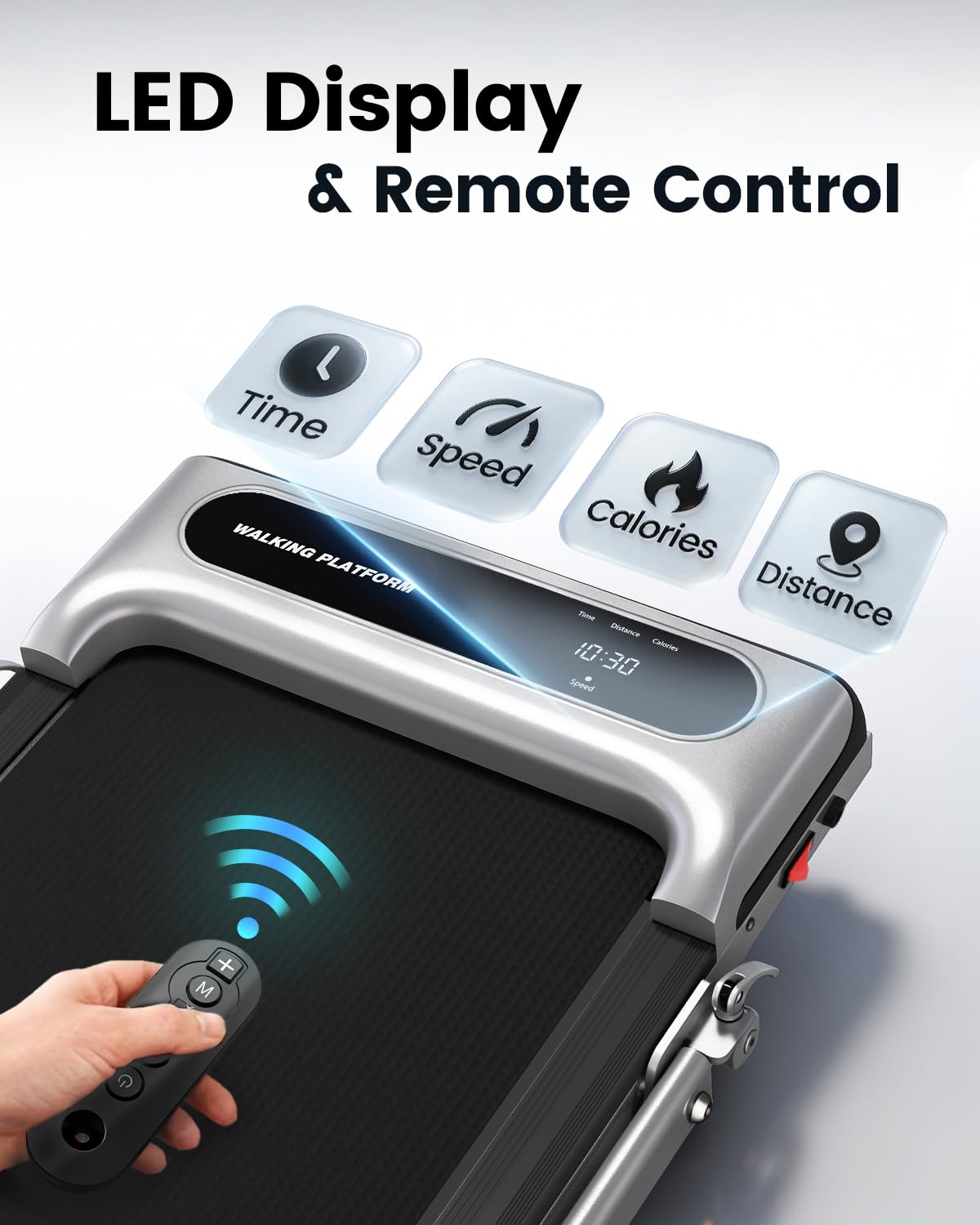 Yagud Walking Pad Treadmill for Home Office, Portable Under Desk Treadmill with Remote Control and LED Display, Walking Jogging Running Machine for Home