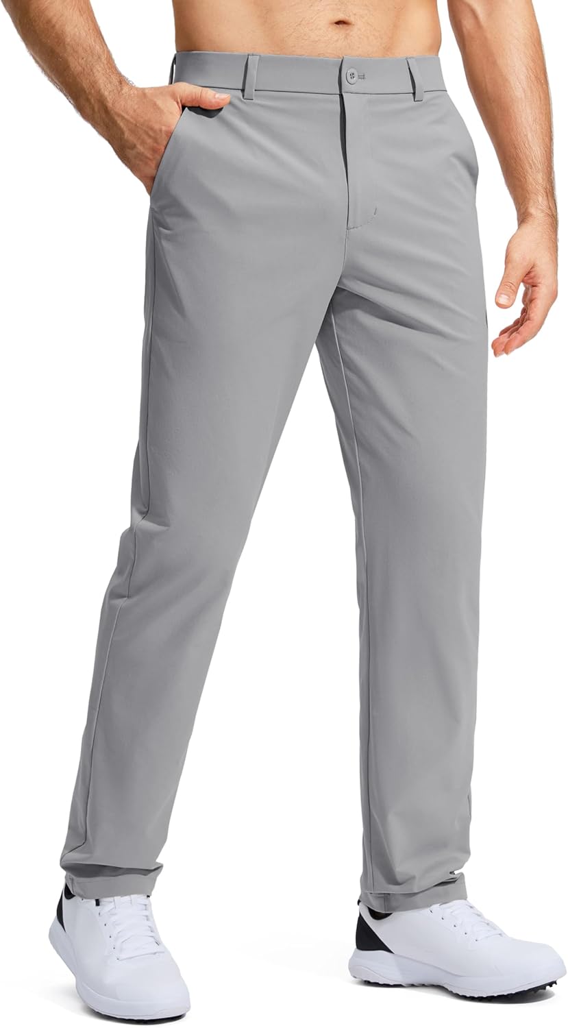 Pudolla Men's Golf Pants - Lightweight Quick-Dry Casual Slacks with Pockets | Stretchy Comfort in 30"/32"/34" Sizes