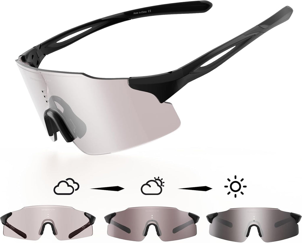 Skiennix Photochromic Running Glasses - UV400 Protection | Lightweight Wraparound Design for Men & Women