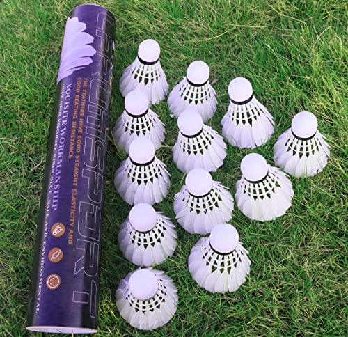 12 Pack Feather Badminton Shuttlecocks – Durable Birdies for Indoor & Outdoor Training
