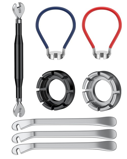 Pawfly Bike Spoke Wrenches, Bike Spoke Tool Kit with 3 Bicycle Tire Levers, Bicycle Spoke Wrench Tools, Bicycle Rim Truing Tool Set, Bike Rim Correct Kit, 8-Piece Bike Repair Tool Kit