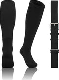 QBK Toddler Baseball Socks & Belt Combo Set - Youth Softball Tee Ball Gear for Boys & Girls (1 Pair of Socks & 1 Belt)
