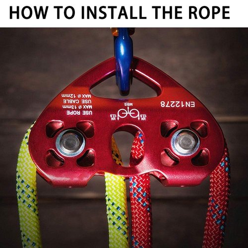 Zipline Trolley Kit with 25kN Carabiner Double Tandem Dual Pulley for 1/4 5/16 3/8 1/2 Cable for Backyard Zipline Climbing Rescue 30KN 6700LBS …