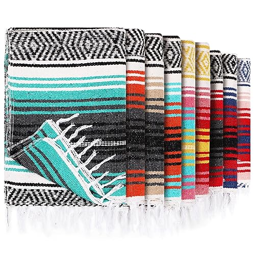 Mexican Yoga Blanket Set - Bright Colors, 9 Pieces, 45x70 Inches