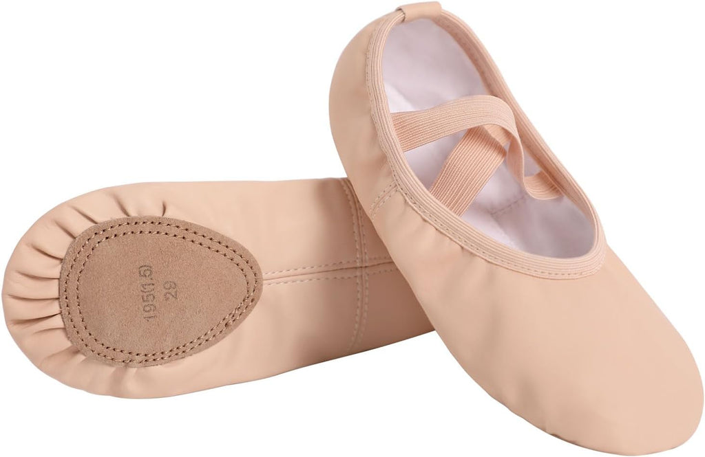 Phoeswan Ballet Shoes - PU Leather Dance Slippers for Girls | Toddler to Big Kid Sizes