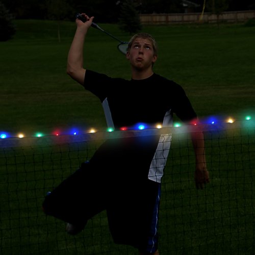 Aoneky Glow in The Dark LED Light Up 20ft Portable Badminton Net
