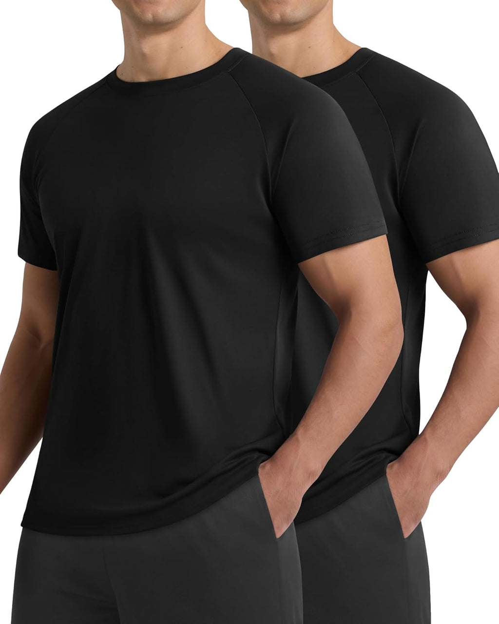 Skiennix Workout Shirts for Men - Black Quick-Dry Moisture-Wicking T-Shirts for Gym & Running | 2 Pack