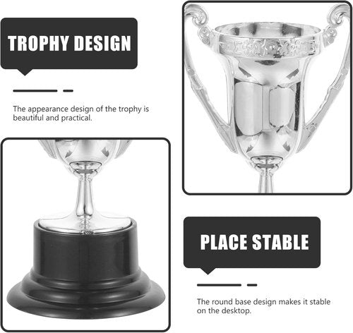 Kisangel Mini Trophy Cups - 10 Pcs Plastic Award Trophies for Kids | 3.22 Inch Silver Winner Awards