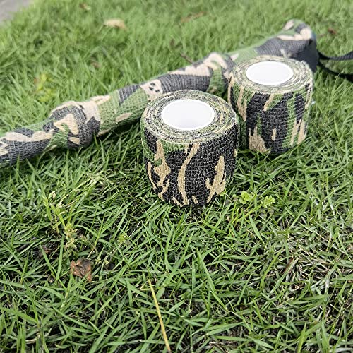 Dark Green Camouflage Self-Adherent Bandage Wrap 12 Rolls for Hunting & Shooting