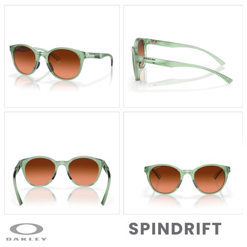 OAKLEY Spindrift OO9474 947413 52MM Transparent Jade/Prizm Brown Gradient Round Sunglasses for Women+ Bundle Accessory Leash Kit, Microfiber Pouch