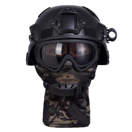 Airsoft Helmet Full Face, Tactical Helmet with Airsoft Mask and Anti-Fog Goggles, Military Helmets, Paintball Helmet, Tactical Full Face Protection, Airsoft Accessories, Military Gear (Black)