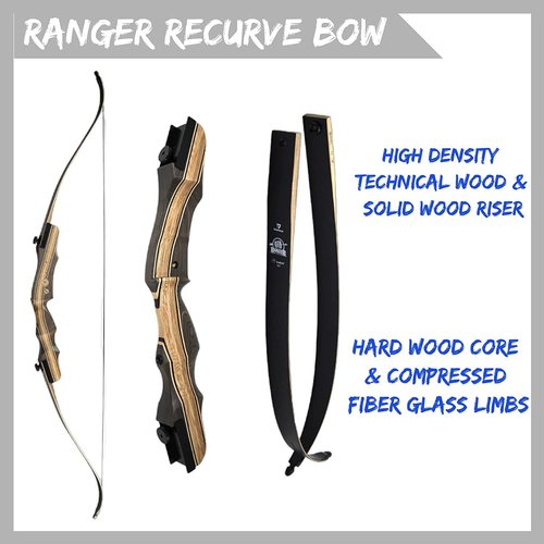 DEERACE Takedown Recurve Bow Set - Classic Wooden Bow for Adults & Youth | 48" to 70" Sizes