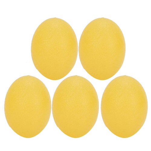 Sonew 5pcs Silicone Grip Ball Egg-shaped Wrist Exercise Massage Ball Fitness Rehabilitation Grip Ball (Yellow 15 Hardness)