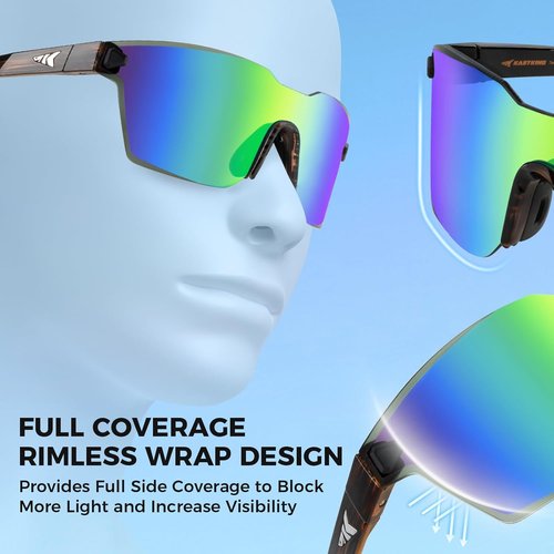 KastKing Tarkio Polarized Fishing Sunglasses - UV400 Protection, Rimless Wrap Design, Large Lenses