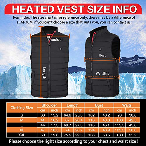 Large Heated Vest for Men Women - Lightweight Electric Jacket with 9 Heating Zones