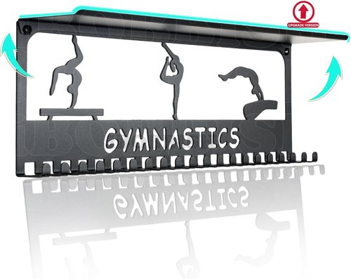 Metal Medal Hanger | Heavy-Duty Trophy Display with 20 Hooks - Non-Slip Wall Mount for Gymnastics, Race, Soccer, Swim