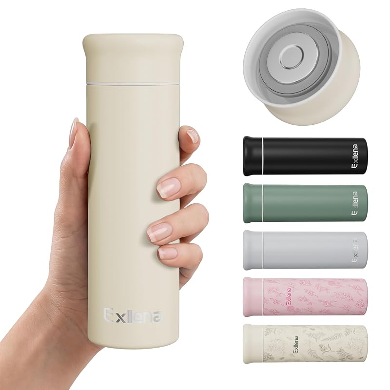 10oz Insulated Water Bottle with Leak-Proof Lid — Slim Stainless Steel Bottle for Espresso & Travel, Butter Cream Edition