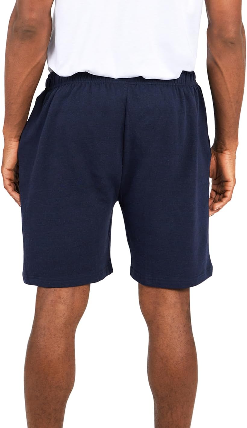 Andrew Scott Men's Cotton Knit Gym Shorts - Mid Weight Fleece Jogger with Drawstring & Pockets | Multi-Color Options