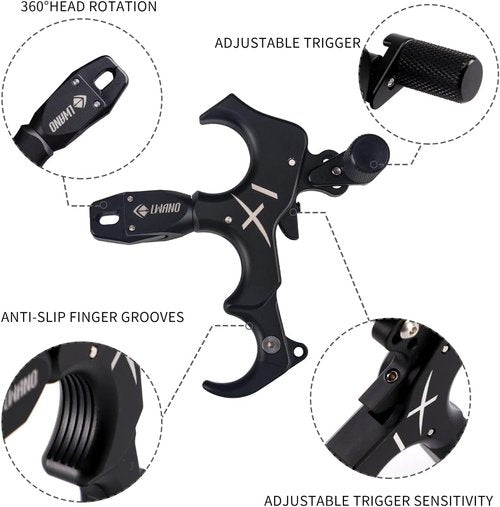 LWANO X1 Compound Bow Release - Adjustable 3&4 Finger Grip Archery Release Aid for Precision Shooting