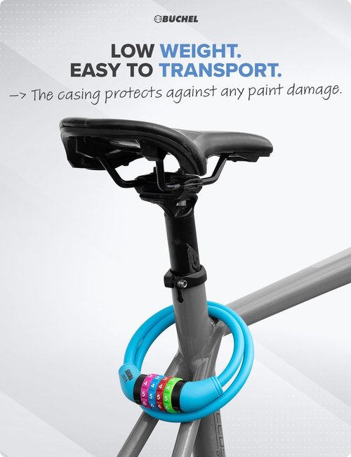 Büchel Bike Lock Cable for Kids - Colorful Keyless Security - Easy-to-Use 5-Digit Combination Lock