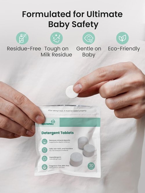 GROWNSY Bottle Washer Tablets - Deep Cleaning Detergent for All Baby Bottle Washers | 130 Count