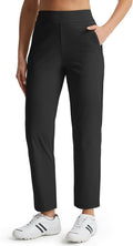 Libin Women's Golf Pants - Stretchy High-Waisted Travel Dress Pant with Zipper Pockets | Lightweight Black, Size 27" L