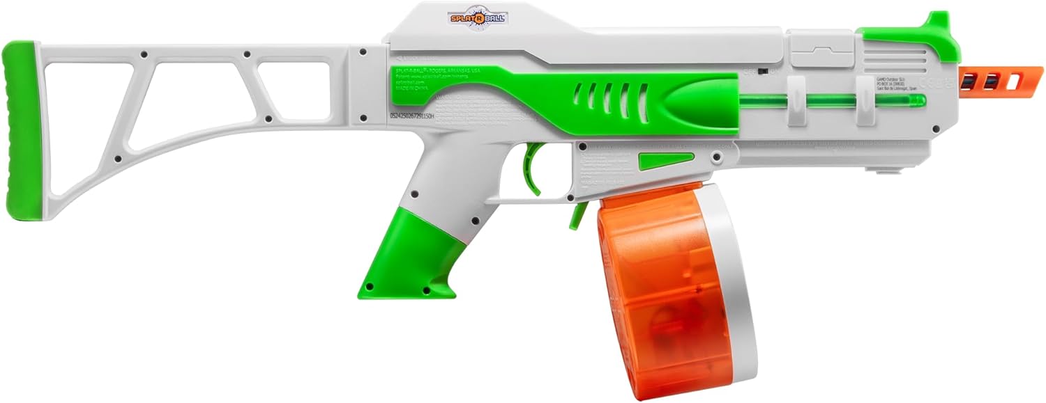 SplatRBall SRB1200 Water Gel Ball Blaster Kit - Glow-in-the-Dark, LED Lights, 225 FPS | 1200-Round Drum, 2000 Rounds - Green/White