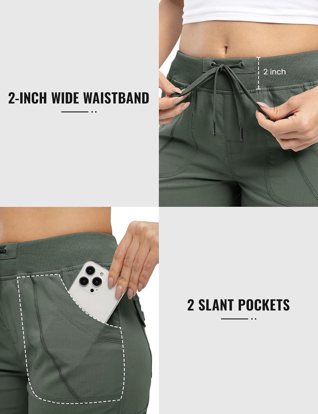 Rdruko Women's Cargo Capris - Lightweight Quick-Dry Hiking Pants with Pockets | Summer Casual Cropped Style