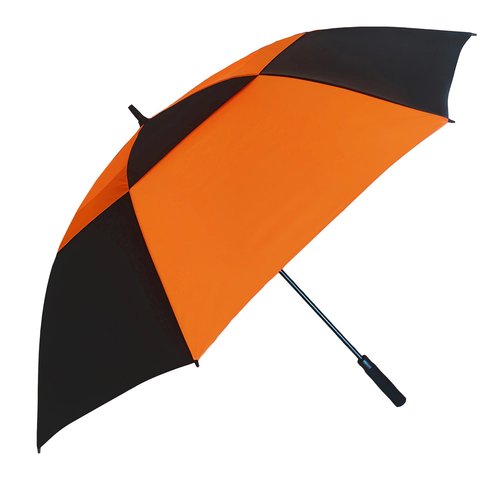 Doubwell Vented Golf Umbrella 54/62/68 Inch Automatic Extra Large Windproof Oversize Stick Rain Umbrellas For Man and Woman Can Shade For Golfer And Family (Black/Orange, 54 Inch)